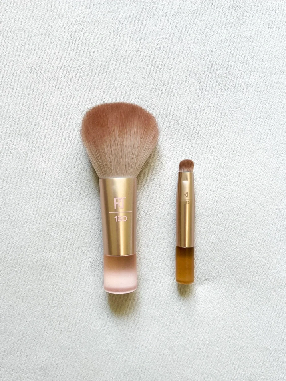 Real Techniques Gold and Brown Travel Size Powder & Eye Brush Set
